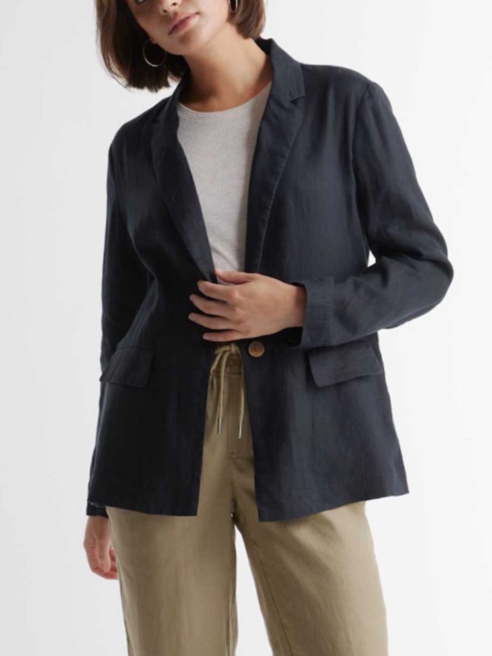❤️ Quince 100% Linen Blazer Black Large Summer